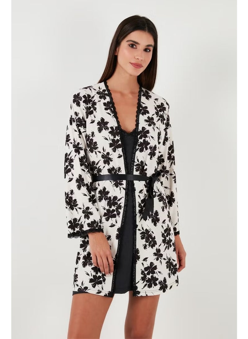 Lela Regular Fit Mini Nightgown Pajama Set with Rope Strap Dressing Gown Women's Pajama Set 65730202 - Image 4